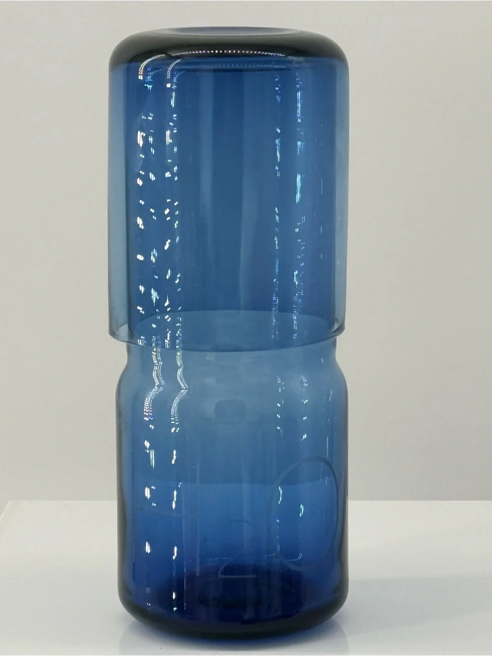 Sleek Blue Double-Stack Glass Vase